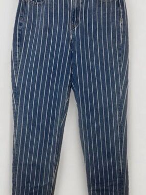 American Eagle Women’s Pinstripe Slim Straight Jeans Size 4 (X-Long)